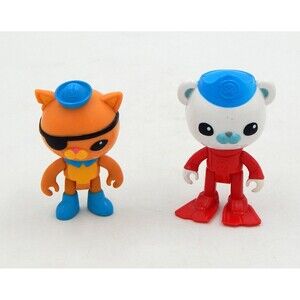 The Octonauts Captain Barnacles Bear Wet Suit Kwazii Cat Figures Toys 3" Lot/2
